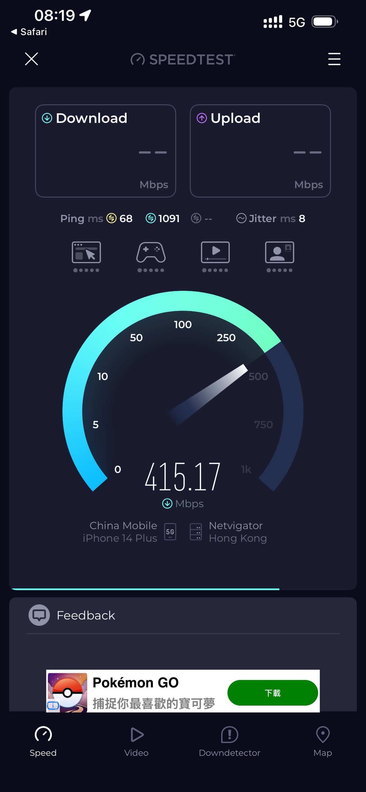 China eSIM Speed Test: 415 Mbps, No VPN | Sigma Mobile